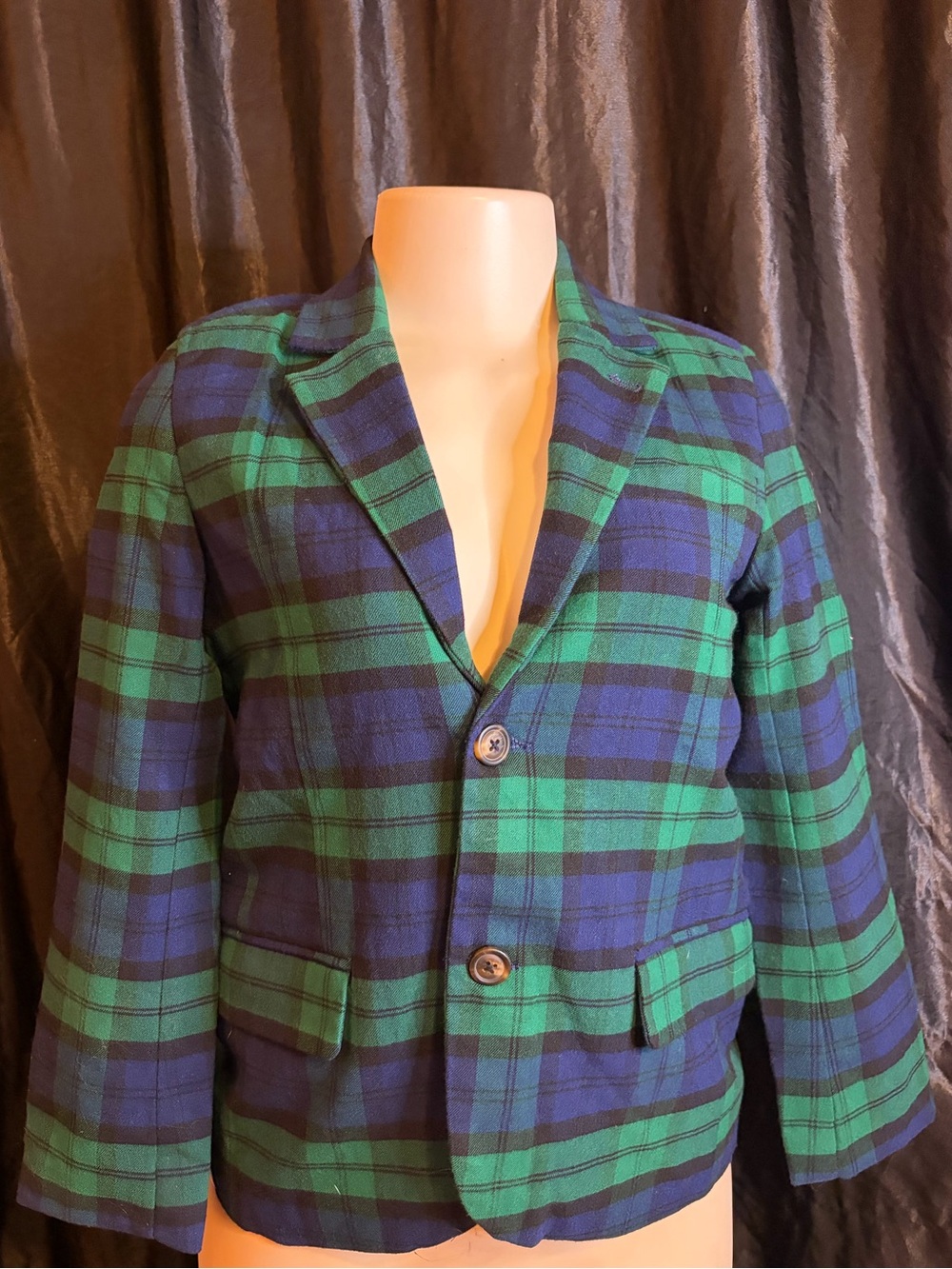 Gymboree Green & Navy Plaid Kids Blazer